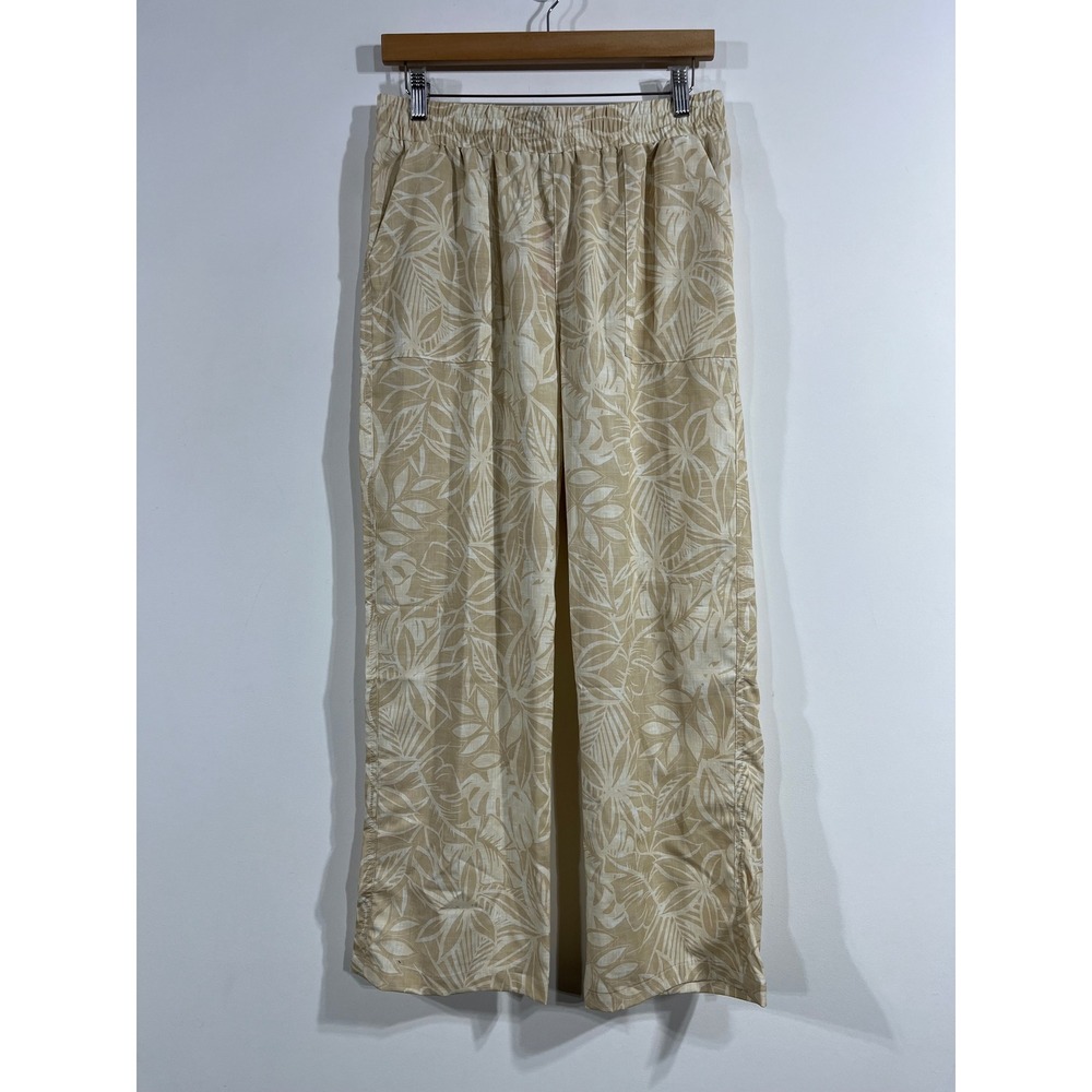 RipSkirt Hawaii Resort Tropical Leaf Print Wide Leg Pull On Pants Medium Relaxed